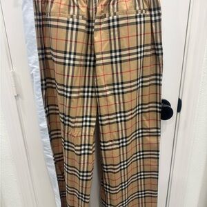 Burberry Women’s Checkered Pants - Beige and Black